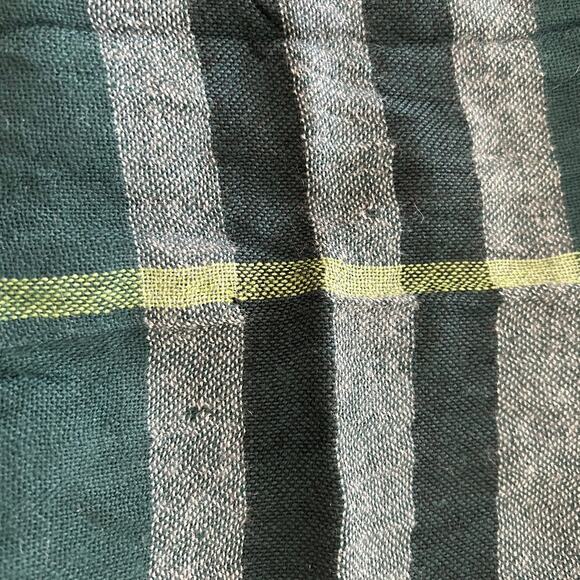 Burberry Plaid Checkered Scarf Green Black Merino Wool Wrap Unisex OS Winter - Picture 6 of 9